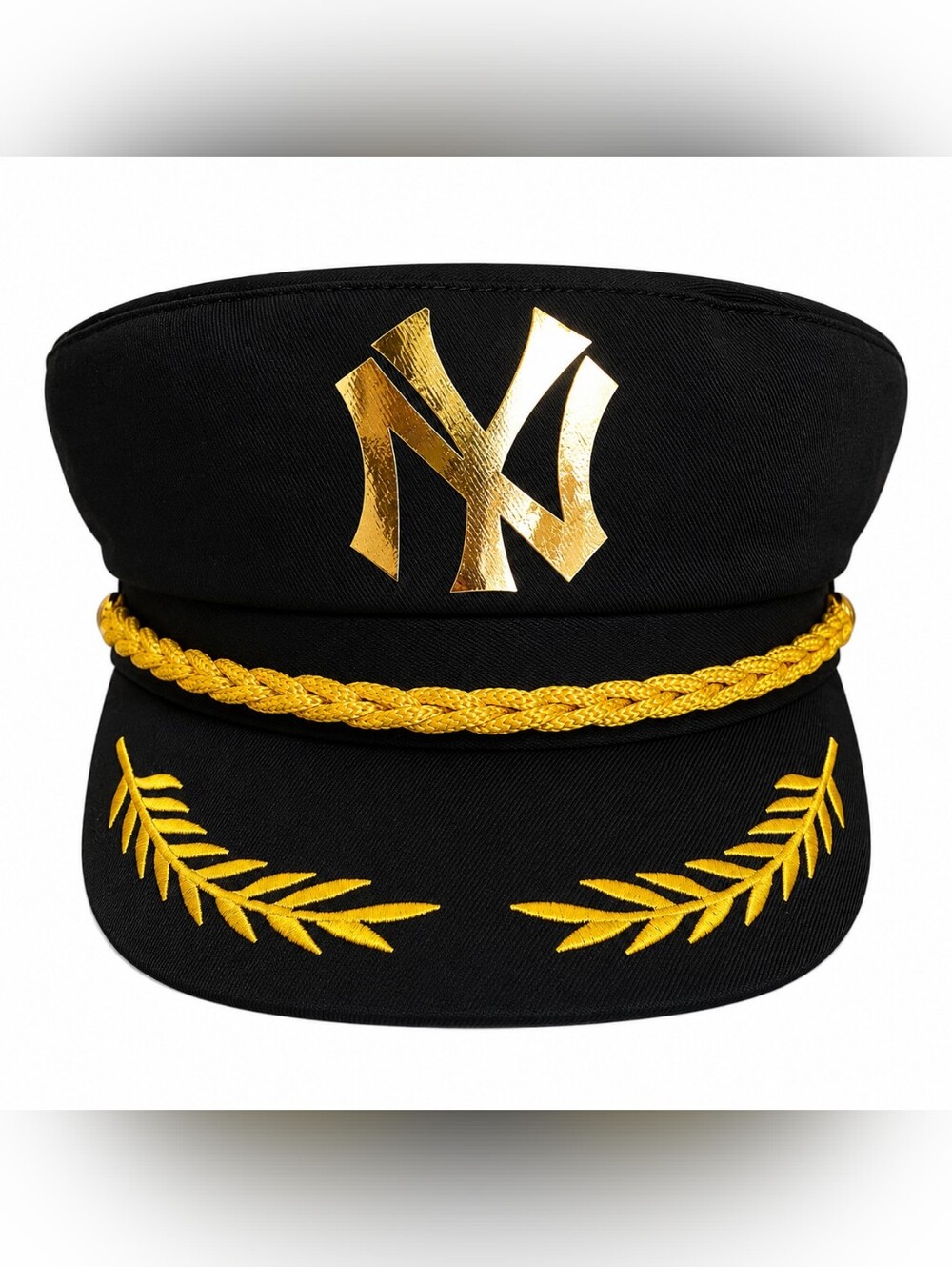 Black Captain's Hat with Gold NY Logo / Yankees Fan / ADJUSTABLE
